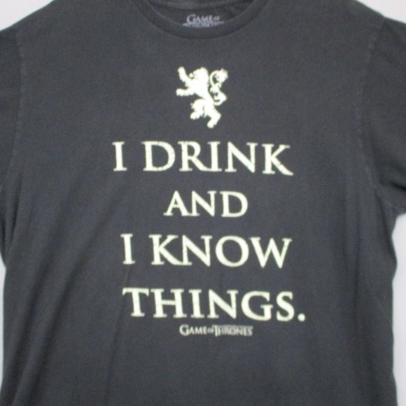 Game Of Thrones T-Shirt I Drink & I Know Things Black Men Size | XL - Picture 2 of 8